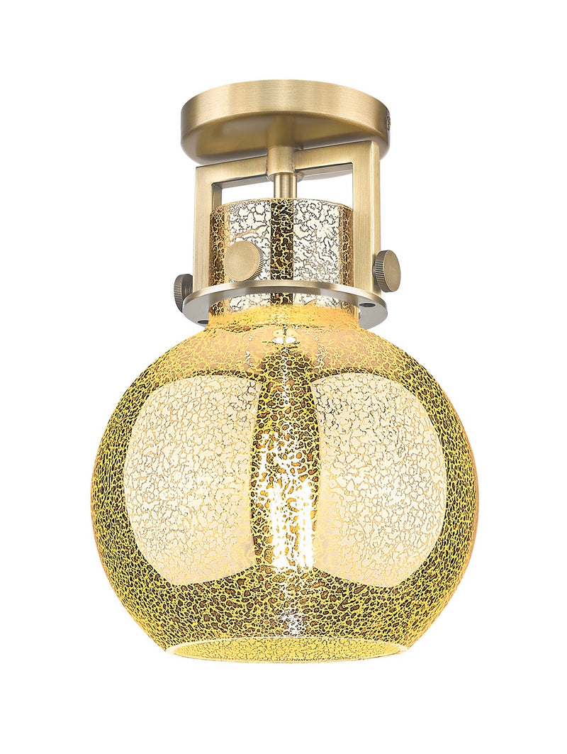 Innovations 411-1F-BB-G410-8ME One Light Semi-Flush Mount, Brushed Brass
