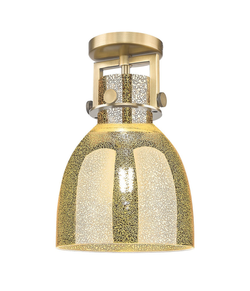 Innovations 411-1F-BB-G412-8ME One Light Semi-Flush Mount, Brushed Brass