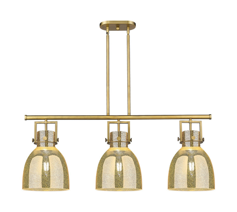 Innovations 411-3I-BB-G412-10ME Three Light Island Pendant, Brushed Brass