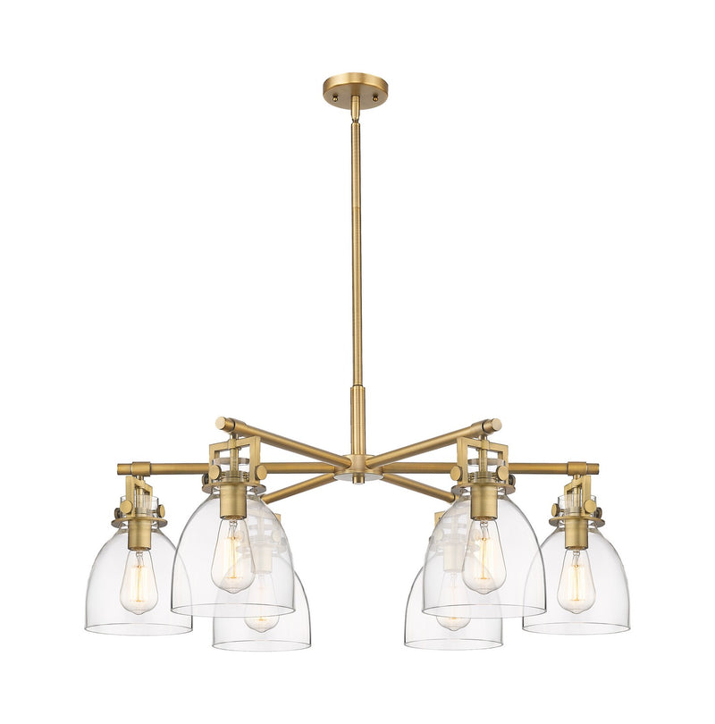 Innovations 411-6CR-BB-G412-7CL Six Light Chandelier, Brushed Brass
