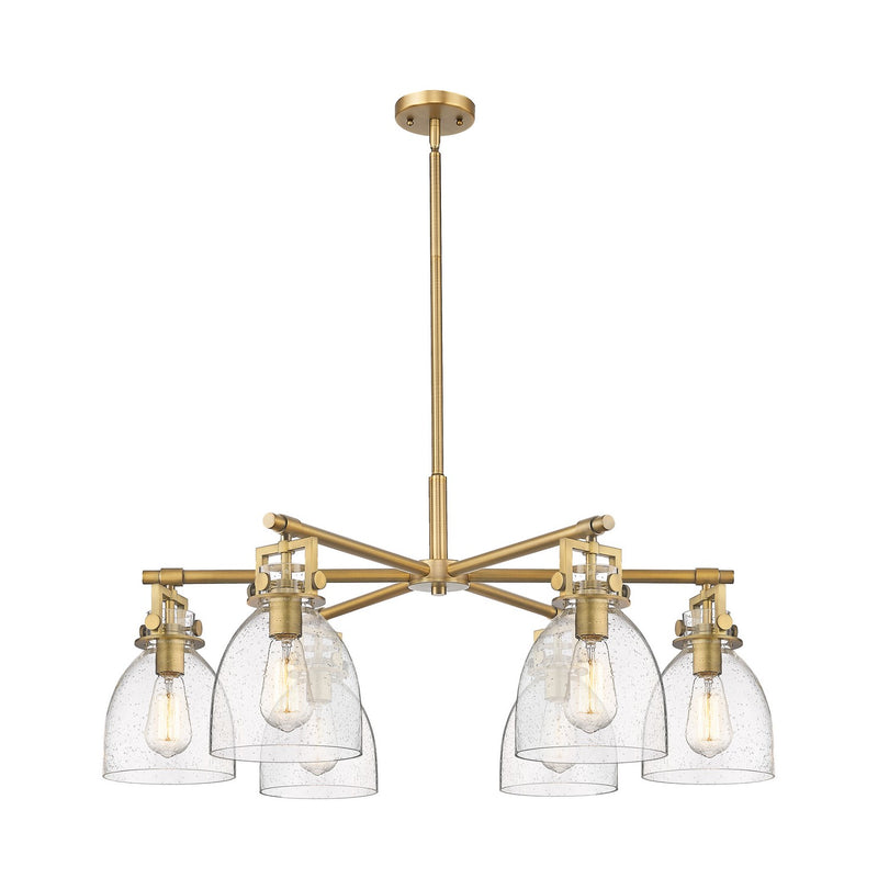 Innovations 411-6CR-BB-G412-7SDY Six Light Chandelier, Brushed Brass
