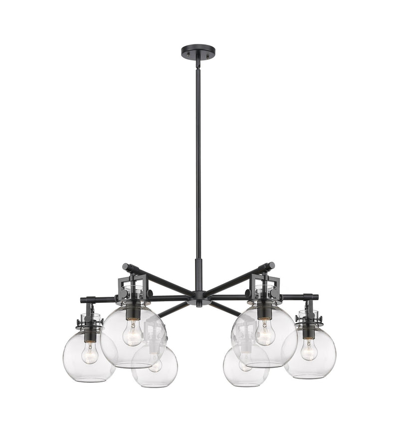 Innovations 411-6CR-BK-G410-7CL Six Light Chandelier, Matte Black