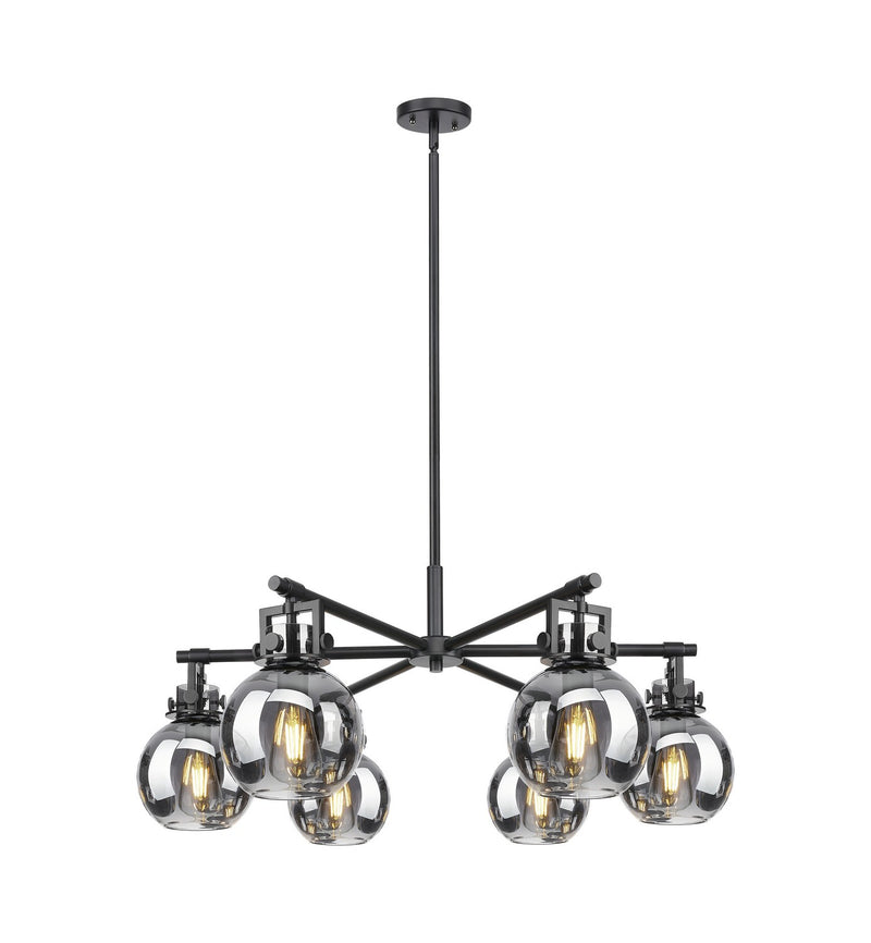 Innovations 411-6CR-BK-G410-7SM Six Light Chandelier, Matte Black