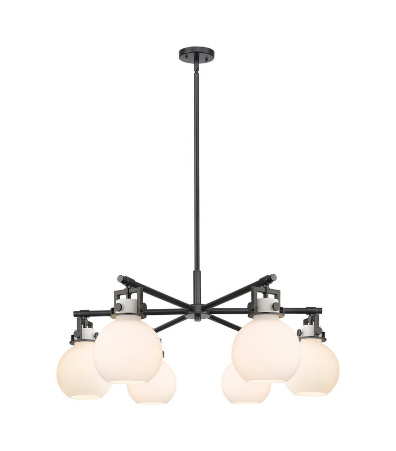 Innovations 411-6CR-BK-G410-7WH Six Light Chandelier, Matte Black