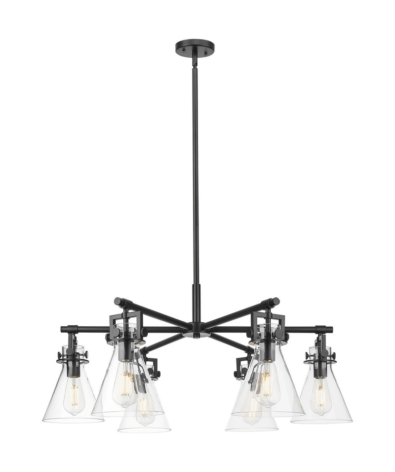 Innovations 411-6CR-BK-G411-7CL Six Light Chandelier, Matte Black
