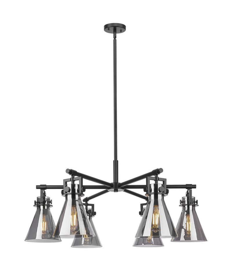 Innovations 411-6CR-BK-G411-7SM Six Light Chandelier, Matte Black