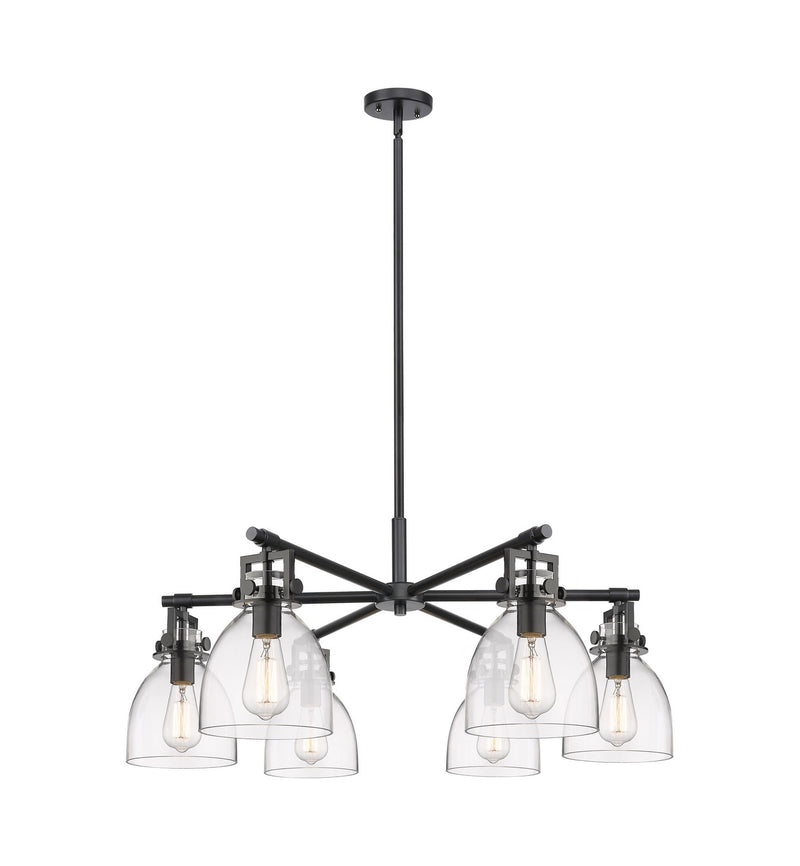 Innovations 411-6CR-BK-G412-7CL Six Light Chandelier, Matte Black