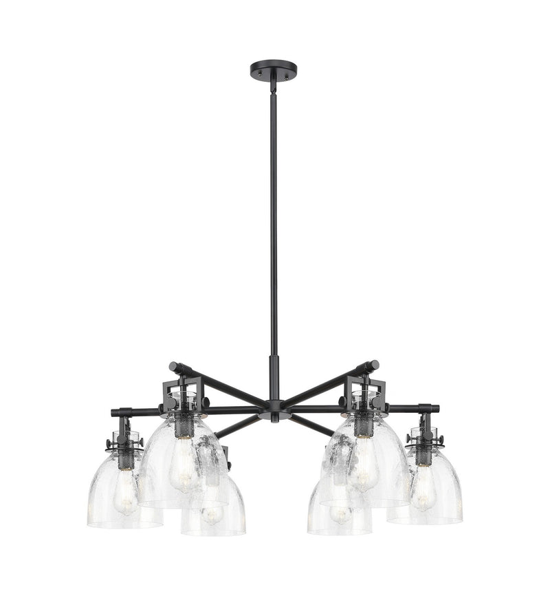 Innovations 411-6CR-BK-G412-7SDY Six Light Chandelier, Matte Black