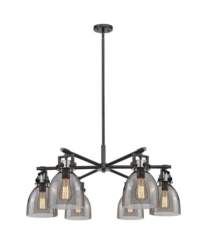 Innovations 411-6CR-BK-G412-7SM Six Light Chandelier, Matte Black