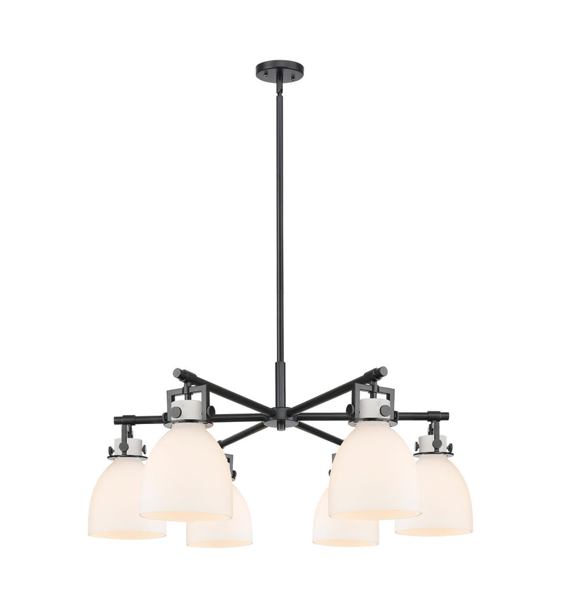 Innovations 411-6CR-BK-G412-7WH Six Light Chandelier, Matte Black