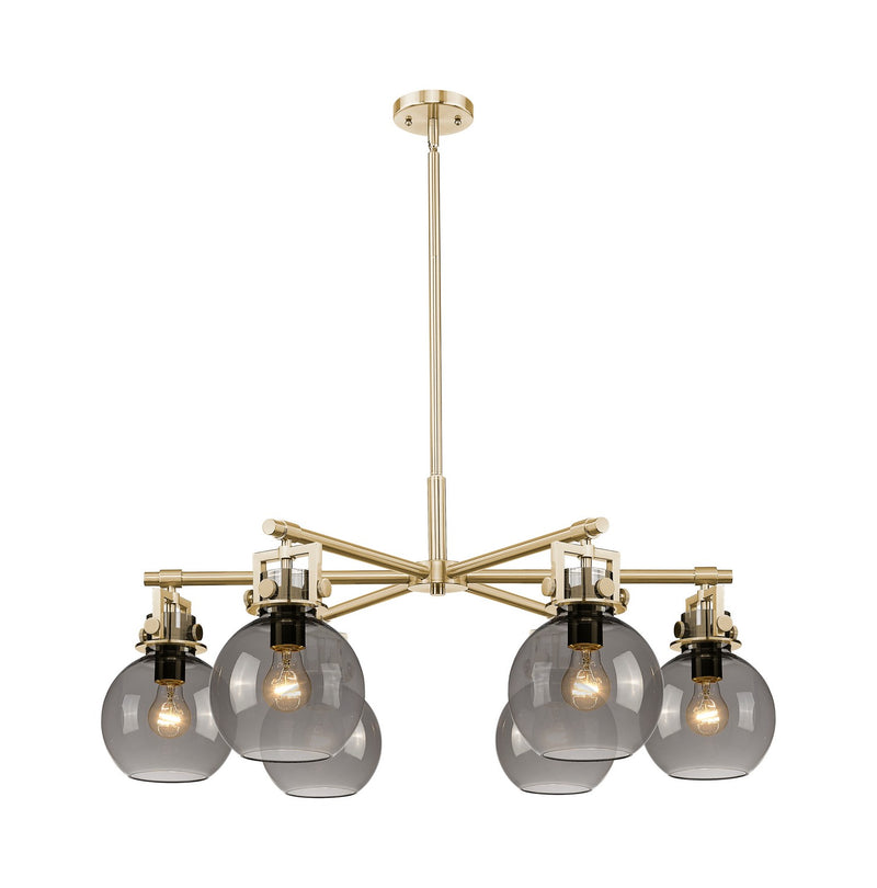 Innovations 411-6CR-CB-G410-7SM Six Light Chandelier, Champagne Bronze