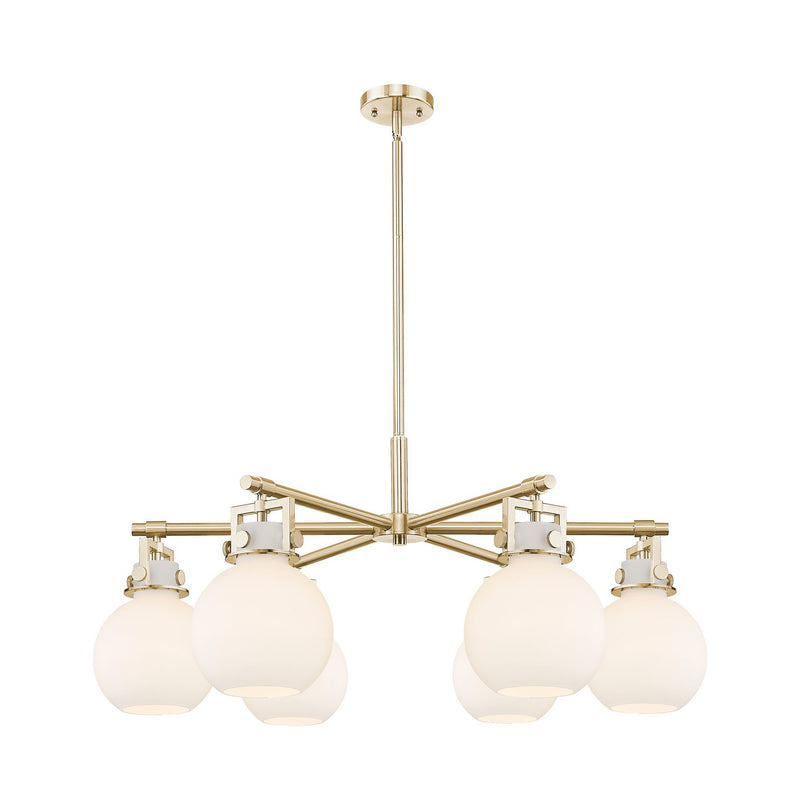 Innovations 411-6CR-CB-G410-7WH Six Light Chandelier, Champagne Bronze