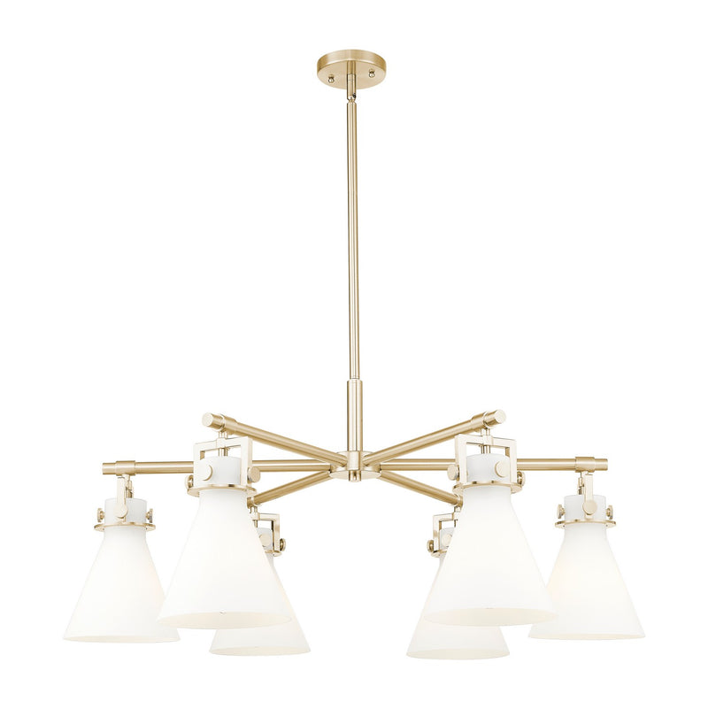 Innovations 411-6CR-CB-G411-7WH Six Light Chandelier, Champagne Bronze
