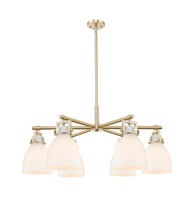 Innovations 411-6CR-CB-G412-7WH Six Light Chandelier, Champagne Bronze