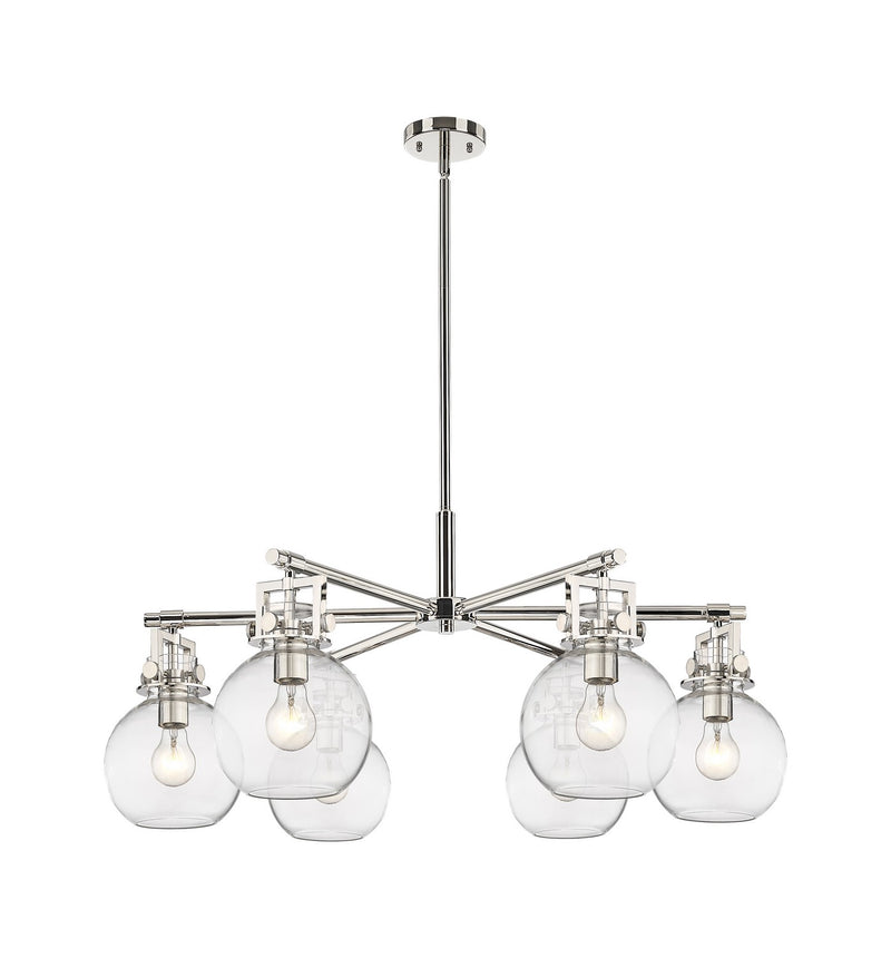 Innovations 411-6CR-PN-G410-7CL Six Light Chandelier, Polished Nickel