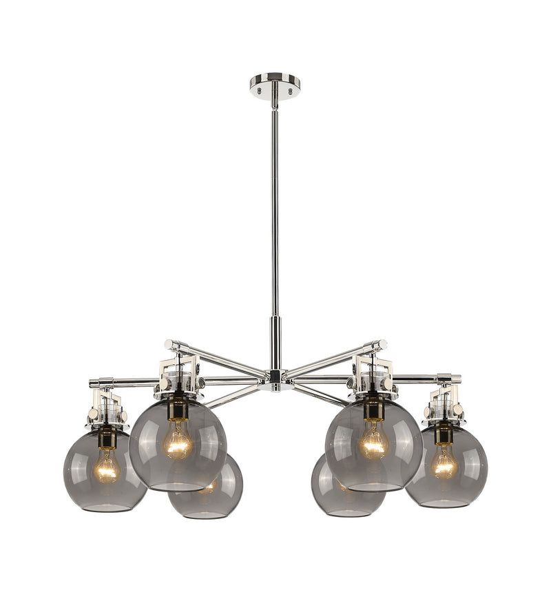 Innovations 411-6CR-PN-G410-7SM Six Light Chandelier, Polished Nickel