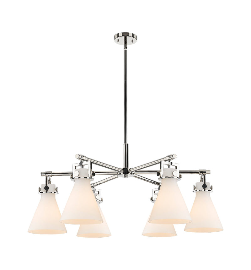 Innovations 411-6CR-PN-G410-7WH Six Light Chandelier, Polished Nickel