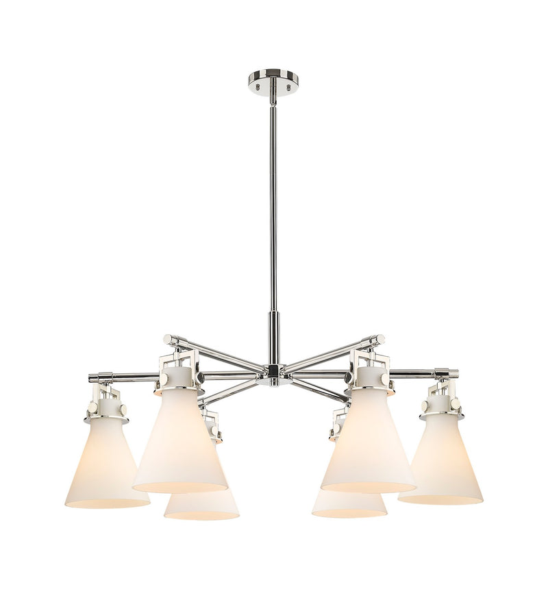 Innovations 411-6CR-PN-G411-7WH Six Light Chandelier, Polished Nickel