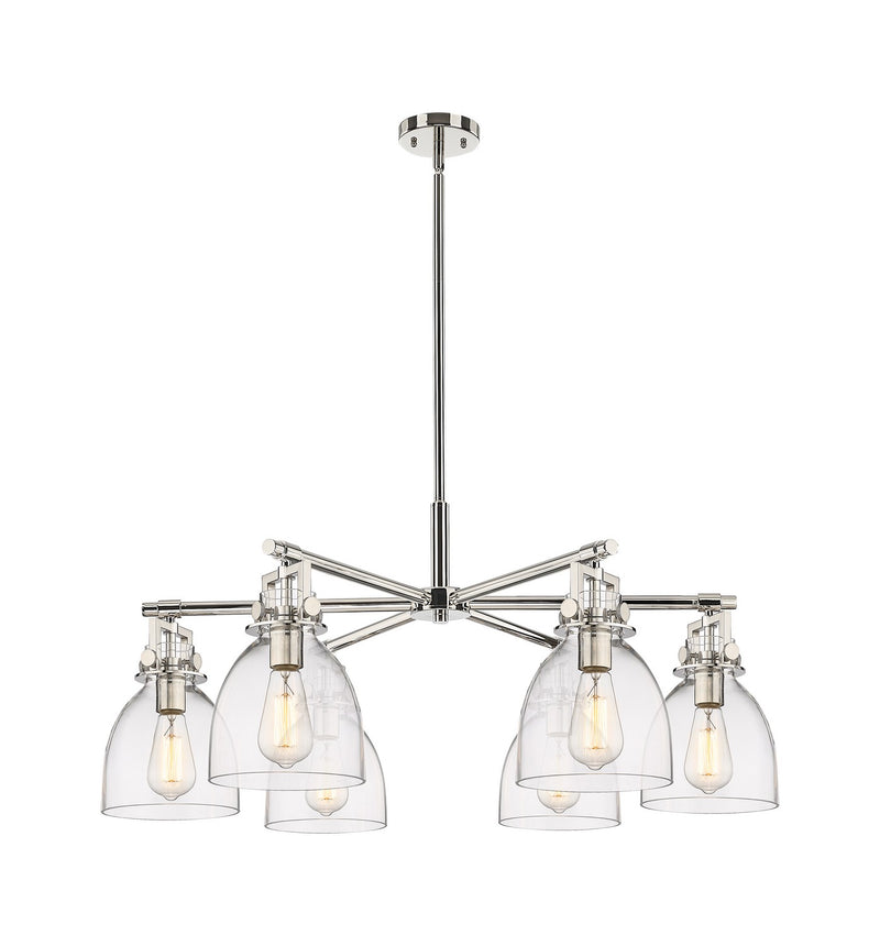 Innovations 411-6CR-PN-G412-7CL Six Light Chandelier, Polished Nickel