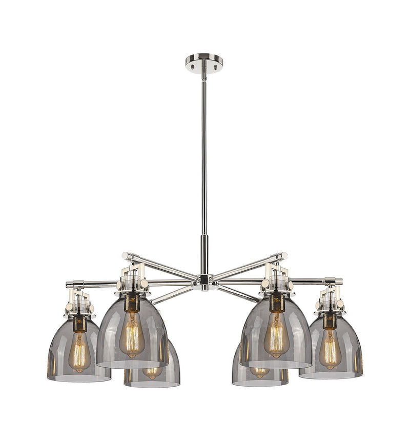 Innovations 411-6CR-PN-G412-7SM Six Light Chandelier, Polished Nickel