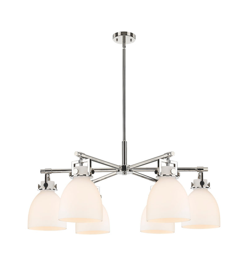 Innovations 411-6CR-PN-G412-7WH Six Light Chandelier, Polished Nickel
