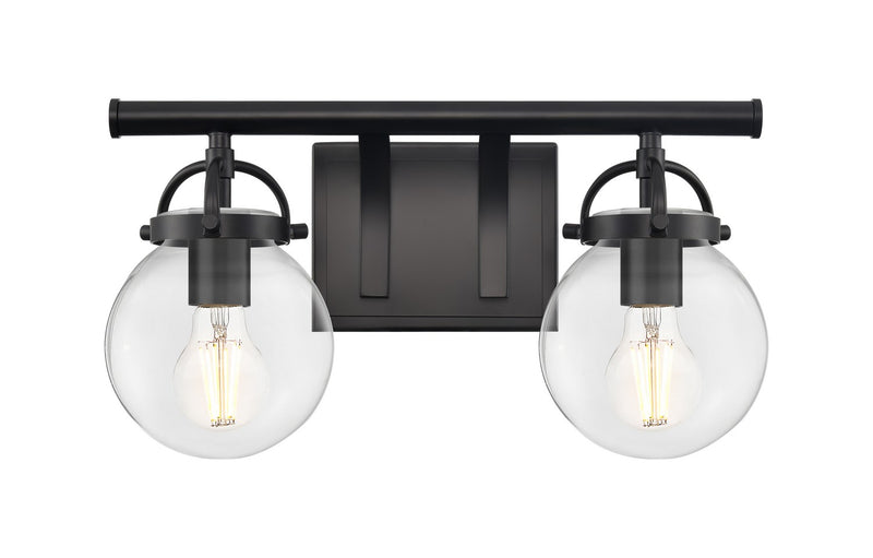 Innovations 416-2W-BK-G202-6 Two Light Bath Vanity, Matte Black