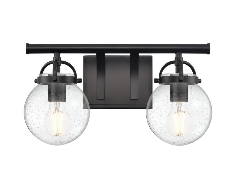 Innovations 416-2W-BK-G204-6 Two Light Bath Vanity, Matte Black