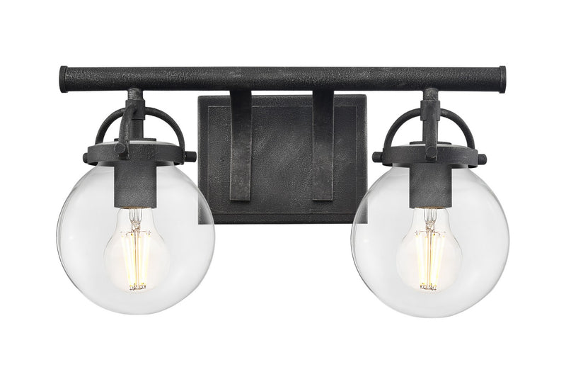 Innovations 416-2W-WZ-G202-6 Two Light Bath Vanity, Weathered Zinc