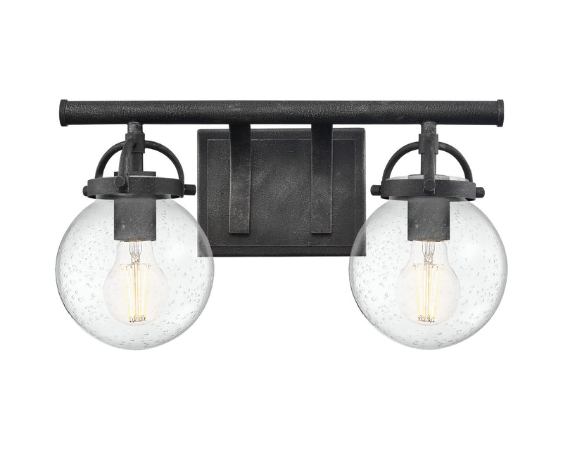 Innovations 416-2W-WZ-G204-6 Two Light Bath Vanity, Weathered Zinc