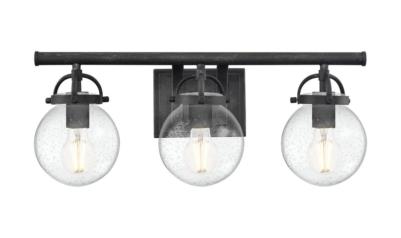 Innovations 416-3W-WZ-G204-6 Three Light Bath Vanity, Weathered Zinc