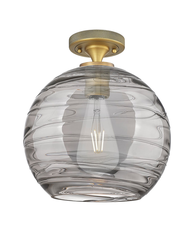 Innovations 434-1F-BB-G1213-10SM One Light Flush Mount, Brushed Brass