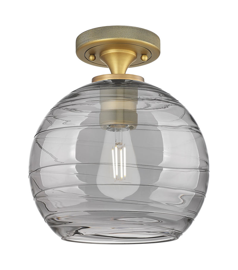 Innovations 434-1F-BB-G1213-8SM One Light Flush Mount, Brushed Brass