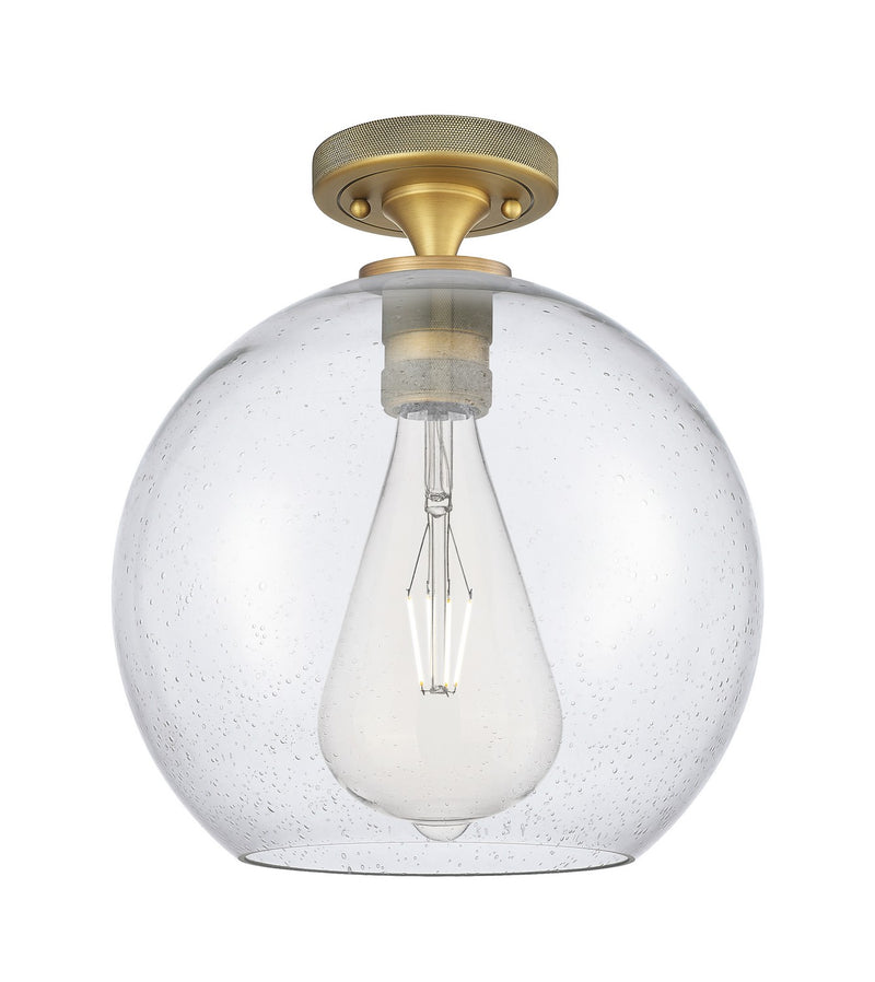 Innovations 434-1F-BB-G124-12 One Light Flush Mount, Brushed Brass