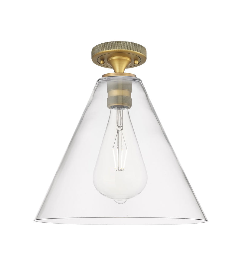 Innovations 434-1F-BB-GBC-122 One Light Flush Mount, Brushed Brass
