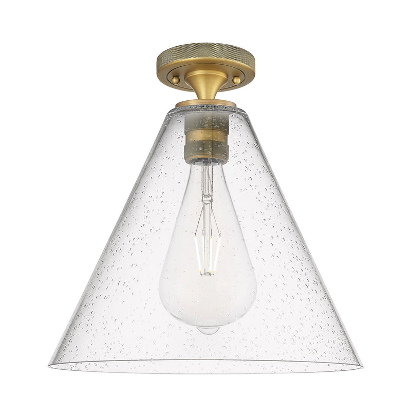 Innovations 434-1F-BB-GBC-124 One Light Flush Mount, Brushed Brass