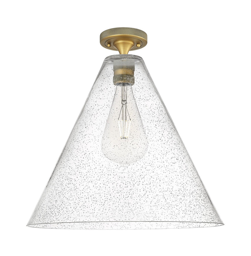 Innovations 434-1F-BB-GBC-164 One Light Flush Mount, Brushed Brass