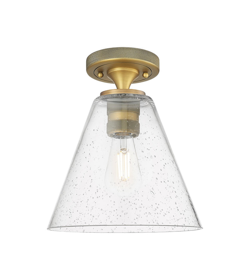 Innovations 434-1F-BB-GBC-84 One Light Flush Mount, Brushed Brass