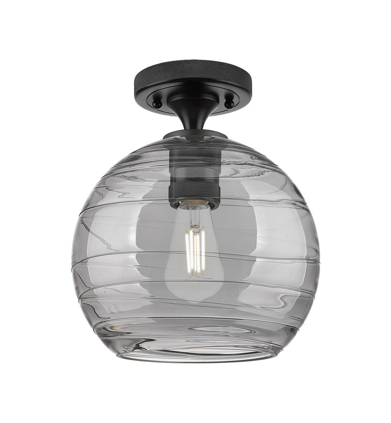 Innovations 434-1F-BK-G1213-8SM One Light Flush Mount, Matte Black