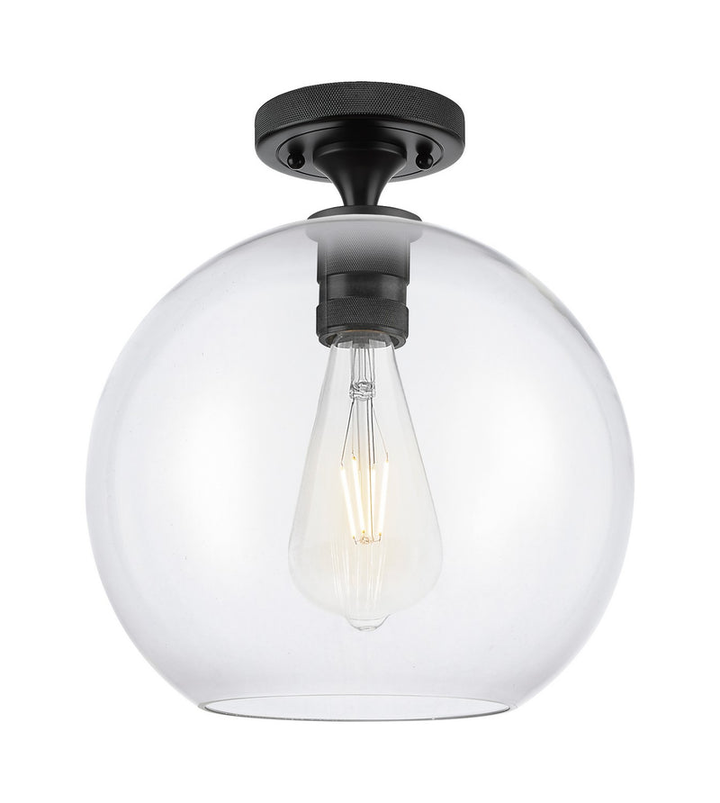 Innovations 434-1F-BK-G122-10 One Light Flush Mount, Matte Black