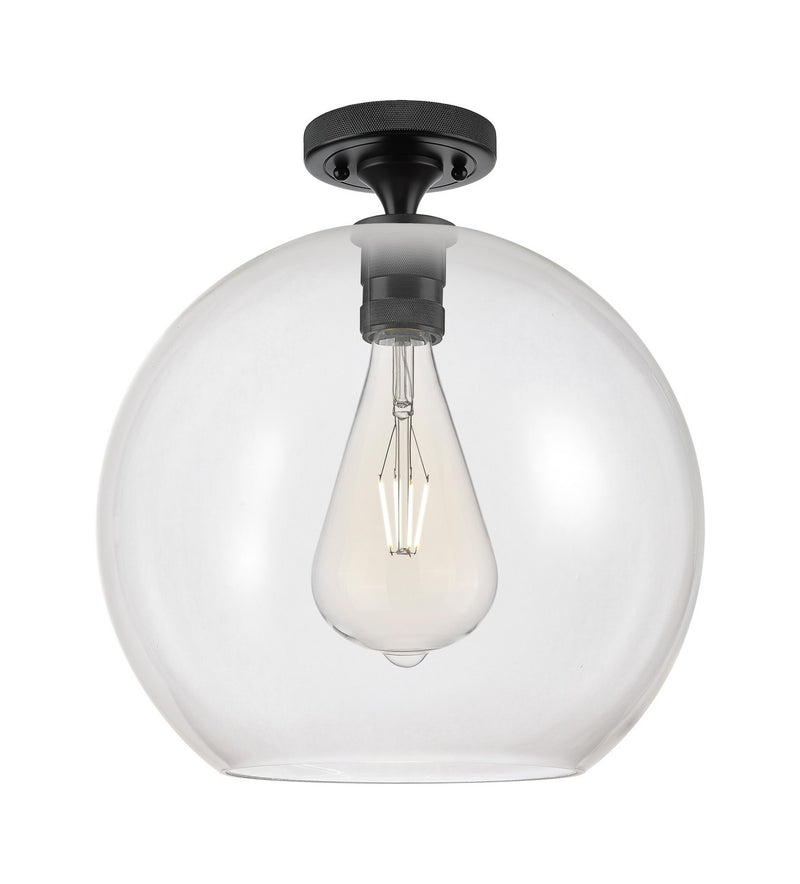 Innovations 434-1F-BK-G122-12 One Light Flush Mount, Matte Black