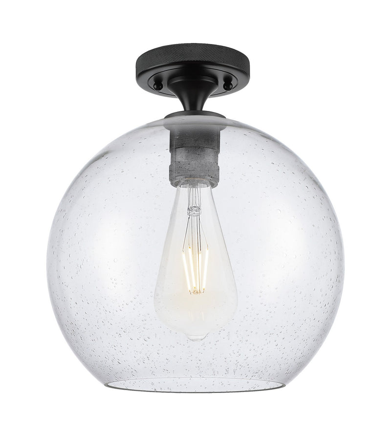 Innovations 434-1F-BK-G124-10 One Light Flush Mount, Matte Black