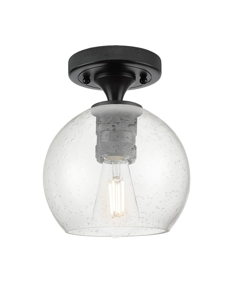Innovations 434-1F-BK-G124-6 One Light Flush Mount, Matte Black