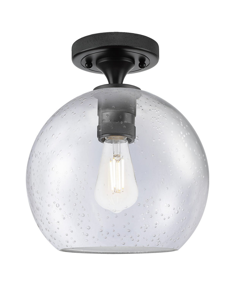 Innovations 434-1F-BK-G124-8 One Light Flush Mount, Matte Black
