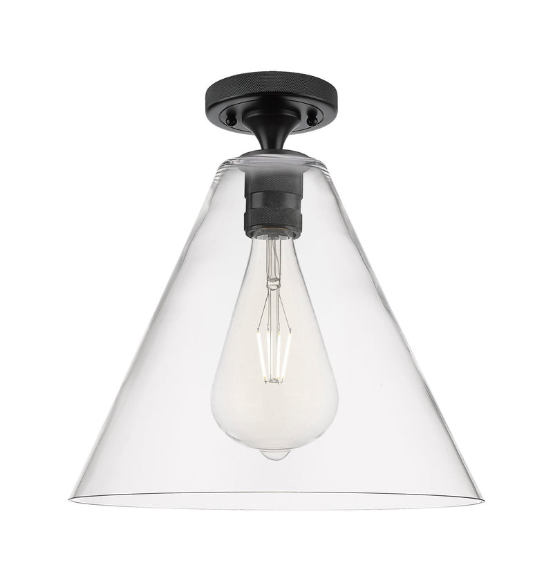 Innovations 434-1F-BK-GBC-122 One Light Flush Mount, Matte Black
