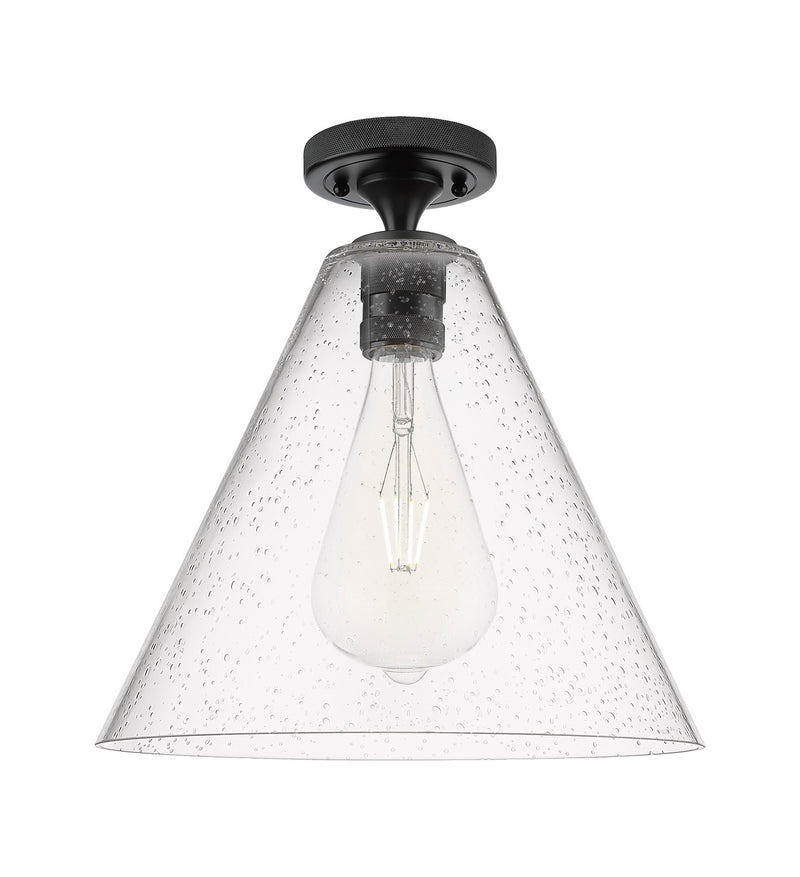 Innovations 434-1F-BK-GBC-124 One Light Flush Mount, Matte Black