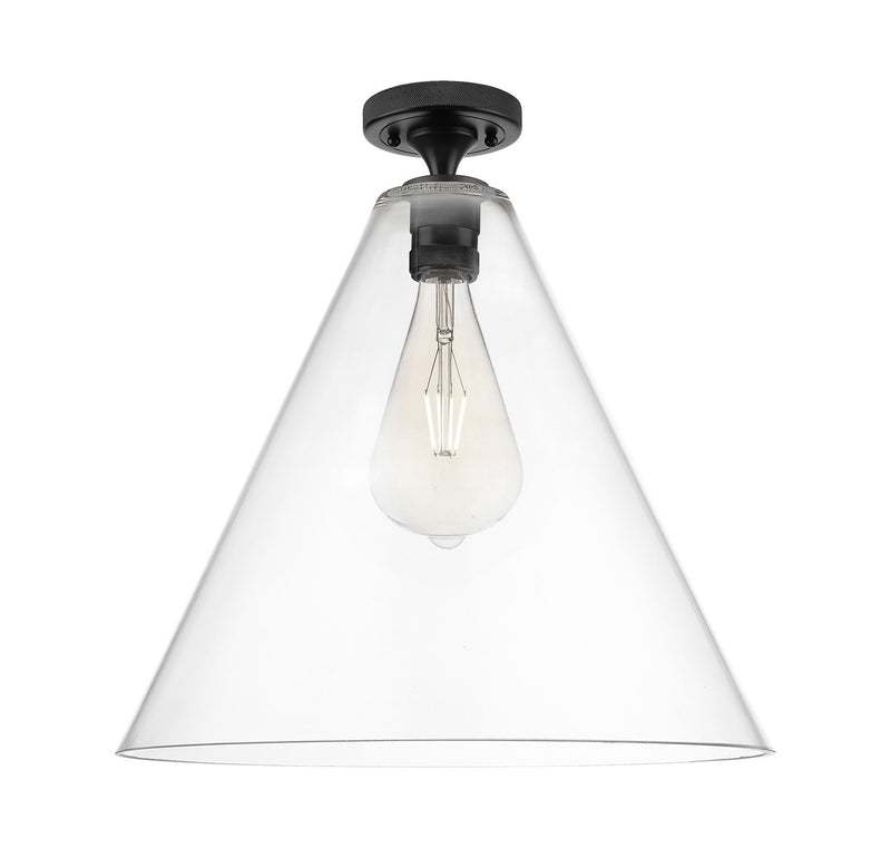 Innovations 434-1F-BK-GBC-162 One Light Flush Mount, Matte Black