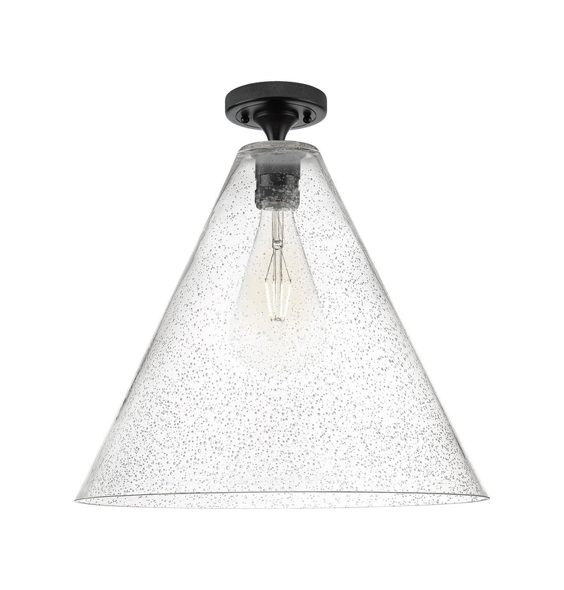 Innovations 434-1F-BK-GBC-164 One Light Flush Mount, Matte Black