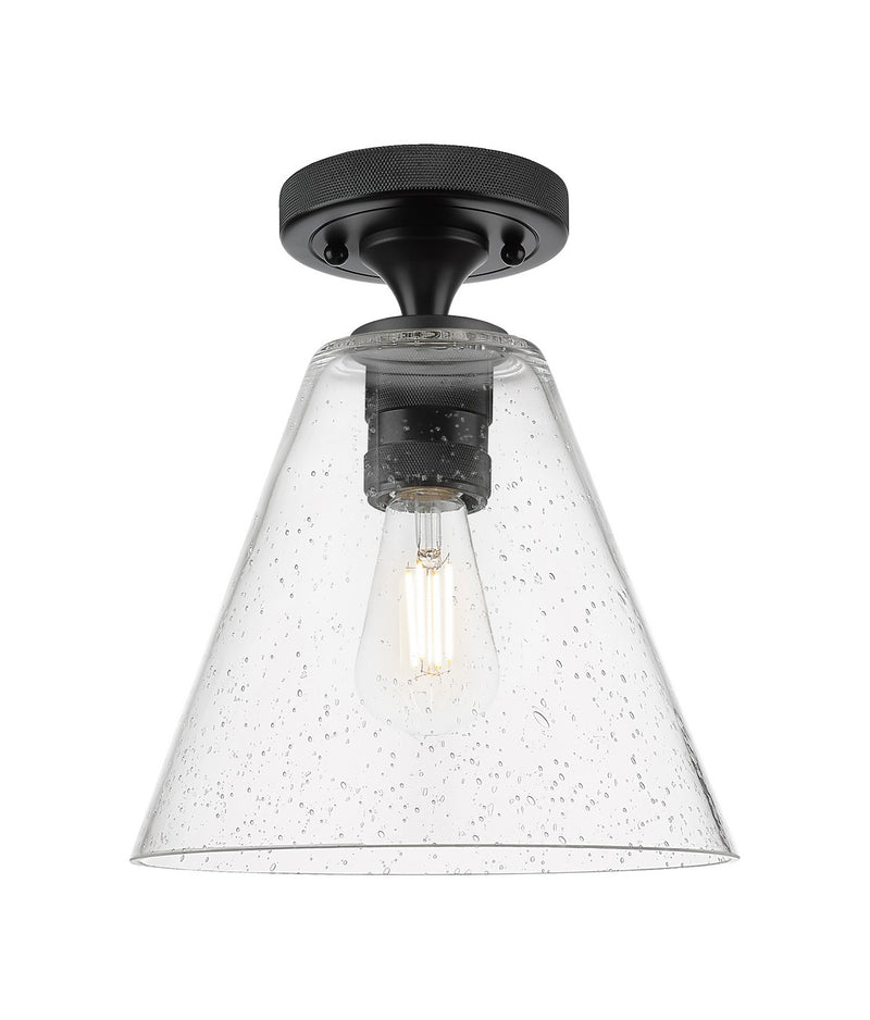 Innovations 434-1F-BK-GBC-84 One Light Flush Mount, Matte Black