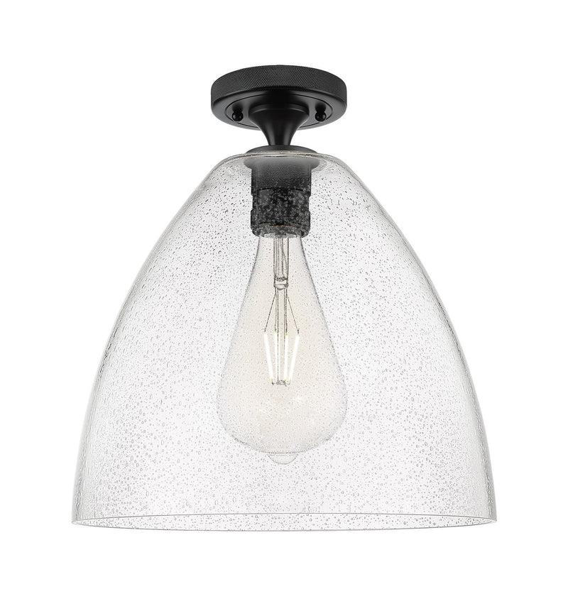 Innovations 434-1F-BK-GBD-124 One Light Flush Mount, Matte Black