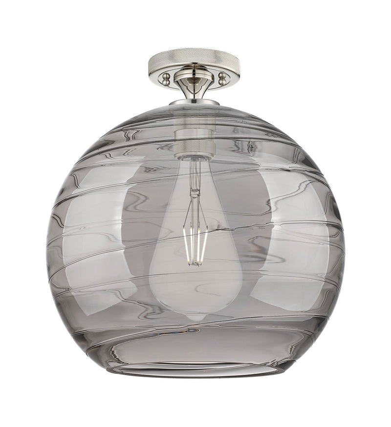Innovations 434-1F-PN-G1213-12SM One Light Flush Mount, Polished Nickel